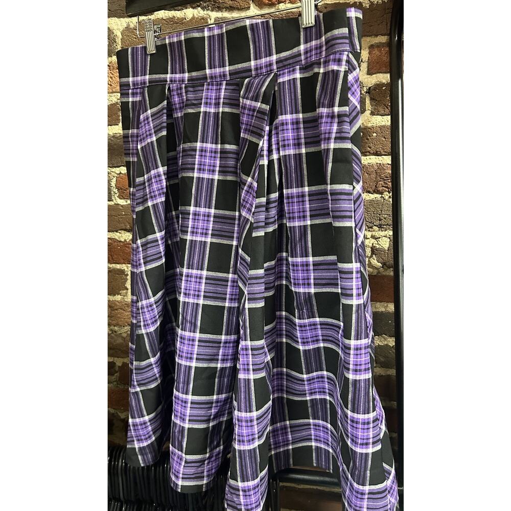 Laura Byrnes Pinup Couture Purple Plaid Skirt XL PUG - Picture 2 of 8